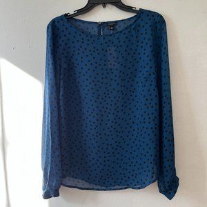 Ann Taylor NWT Chiffon Dot Print Blouse-Long Slv-Size Medium